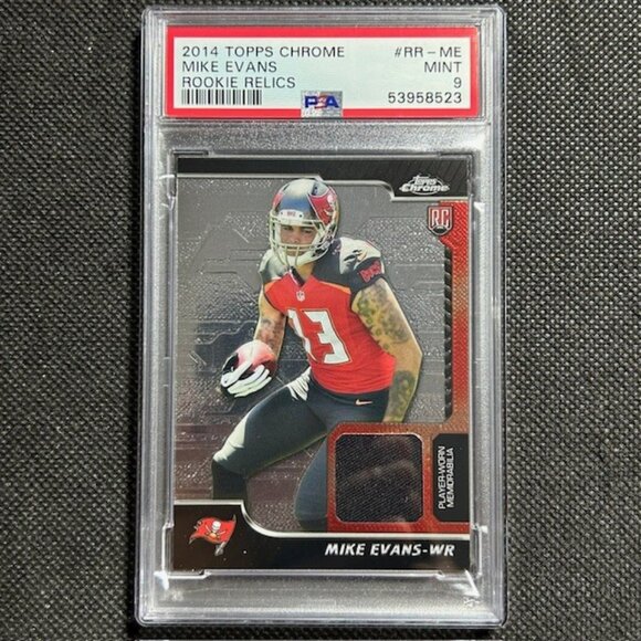 2014 Topps Chrome Mike Evans Rookie Relics PSA 9 Mint Tampa Bay Buccaneers Pop - Picture 1 of 2